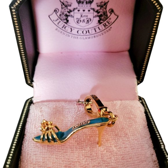 JUICY COUTURE Charm Boudoir Slide YJRU0435 Blue Enamel High Heel Shoe - NIB, NWT - Picture 3 of 8